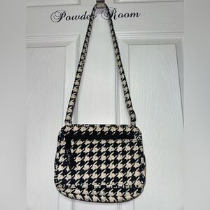 Vera Bradley Petite Crossbody Bag Midnight Houndstooth Black White Purse